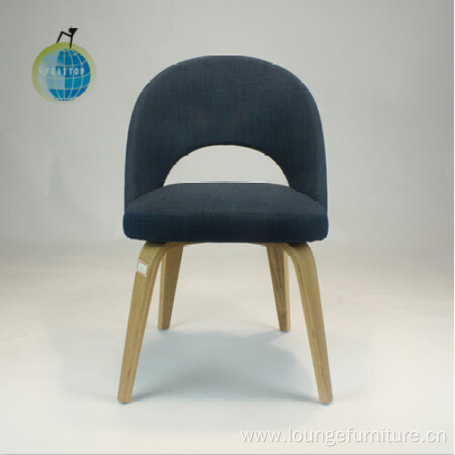 Upholstered chair with wood legs cafe dining style